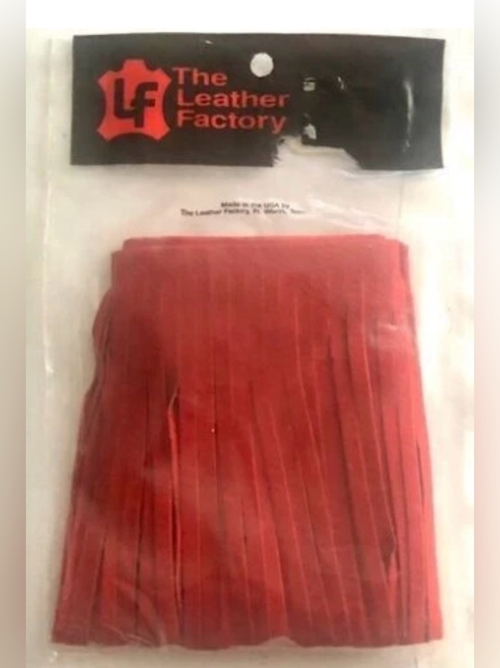 The Leather Factory Red Suede Leather Fringed Panel 4.5” X 36”